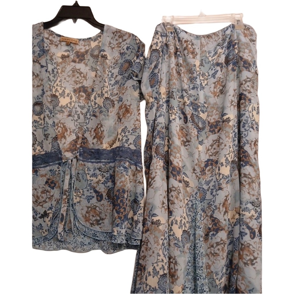 Women’s Floral Blue 2 piece set-Top & Skirt